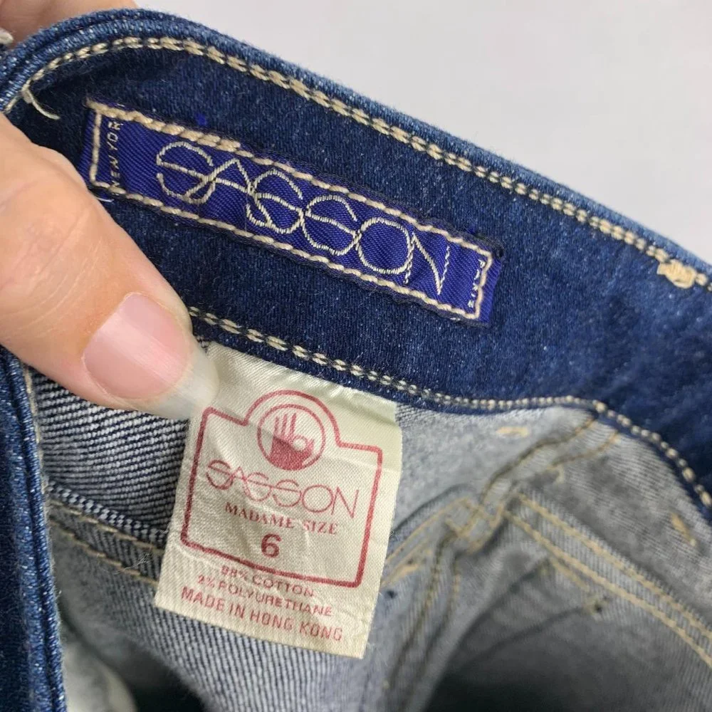 Vintage 70s Sasson Contrast Stitch Jeans Size 6 - Picture 8 of 12